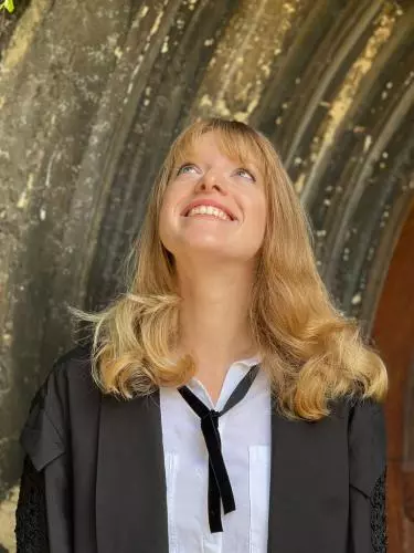 Jessica Edgar, wearing sub fusc